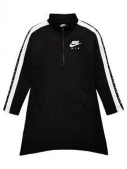 Image of Nike Sportswear Air Older Girls 1/2 Zip Dress - Black, Size XS, 6-8 Years, Women