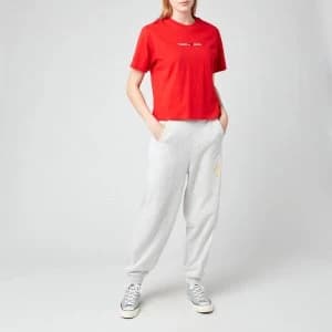 Image of Tommy Jeans Womens TJW Linear Logo T-Shirt - Deep Crimson - XS
