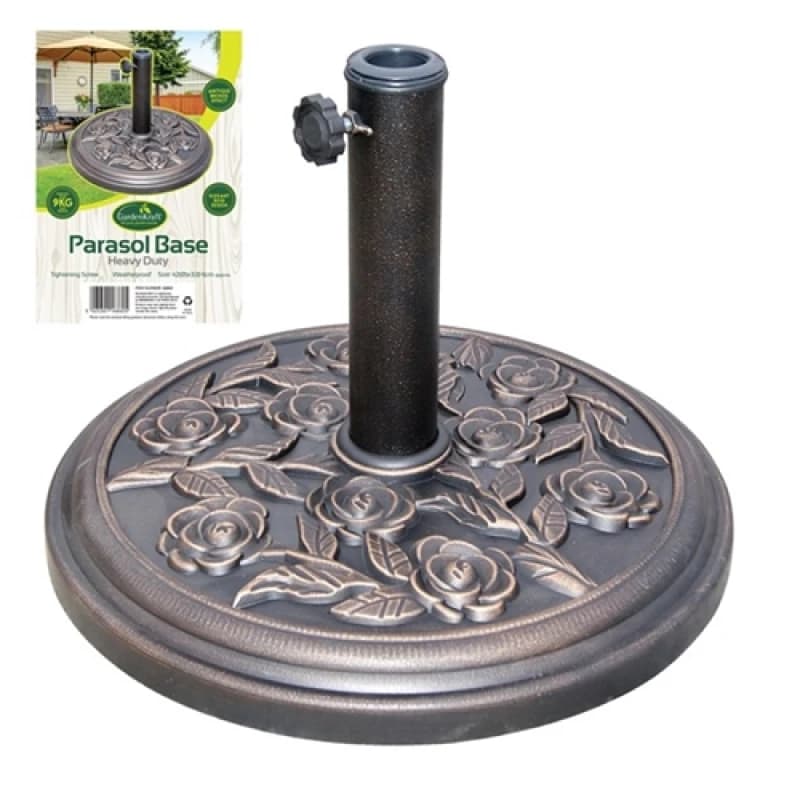 Image of GardenKraft Rose Resin Parasol Base - 9kg