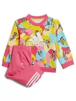 Image of adidas x Disney Infant Girls Mickey Mouse Crew And Jogger Set - Light Pink, Size 12-18 Months, Women