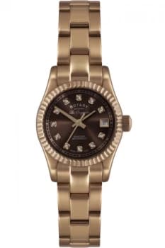Image of Rotary LB08153-16-X Womens Verbier Diamond Rose Gold Tone Bracel Colour - Brown