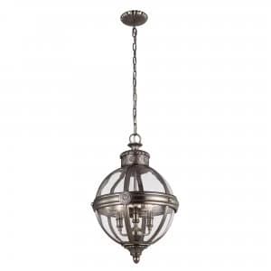 Image of 3 Light Ceiling Chandelier Pendant Light Antique Nickel, E14