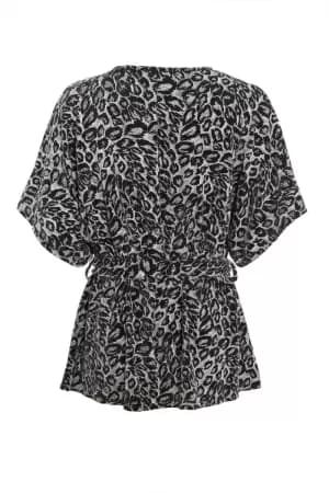 Image of Quiz Animal Print Top, Light Silver, Size 8, Women