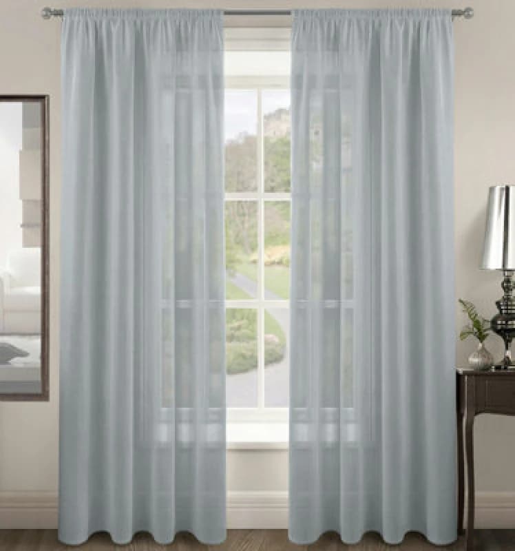 Image of Velosso Rivera Plain Voile Panel Sheer Curtains in Silver Size: 150cm width x 137cm drop Silver Unisex 150cm width x 137cm drop