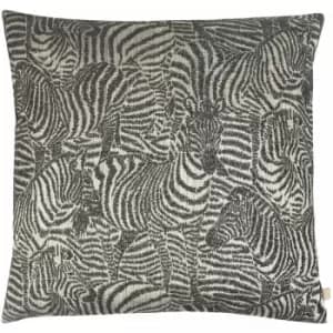 Image of Kai Hector Multi Zebra's Print Woven Cushion Cover, Ebony, 55 x 55 Cm
