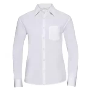 Image of Russell Collection Ladies/Womens Long Sleeve Shirt (XS) (White)