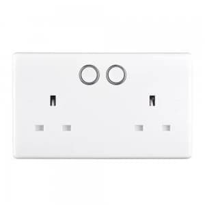 Image of BG Electrical 2 Gang SMART Plug Power Socket Cover Alexa and Google Compatible