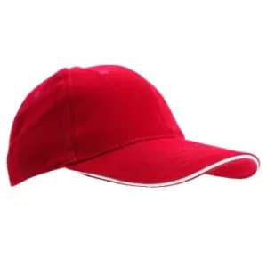 Image of SOLS Unisex Buffalo 6 Panel Baseball Cap (ONE) (Red/White)