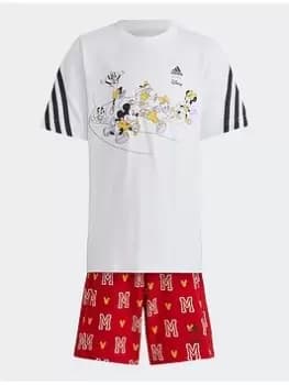 Image of adidas X Disney Mickey Mouse Tee Set, White/Black, Size 3-4 Years, Women