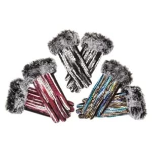 Image of Applique Wool Fur Trim Gloves