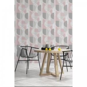 Image of Sublime Blush and Grey Art Deco Geometric Wallpaper