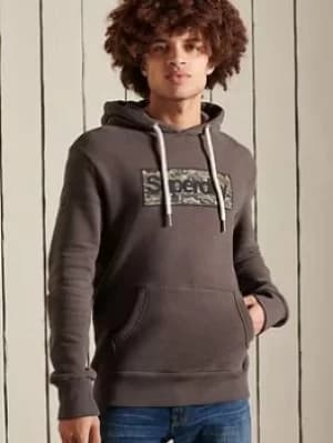 Image of Superdry Classic Logo Infill Hoodie, Black Size M Men