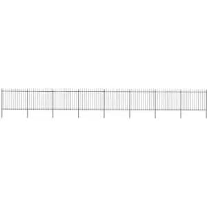 Image of Garden Fence with Spear Top Steel 13.6x1.5 m Black Vidaxl Black