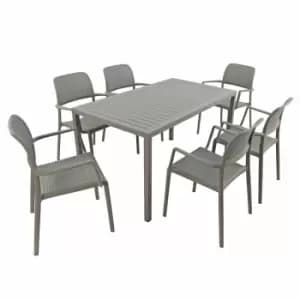 Image of Nardi Cube Dining Table With 6 Bora Chair Set Turtle Dove
