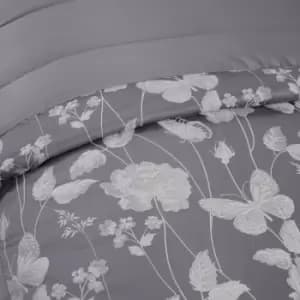 Image of Emma Barclay Butterfly Meadow Bedspread Silver, 100% Polyester, Fit Double/King