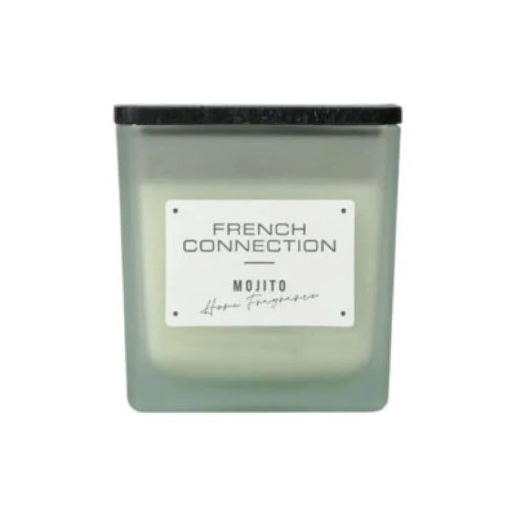 Image of French Connection French Connection Square Mango Mojito Candle Long-Lasting Luxury Gift in Green Size: Medium Green Medium Unisex 5056791600979