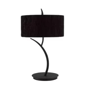 Image of Eve Table Lamp 2 Light E27 Large, Anthracite with Black Round Shade