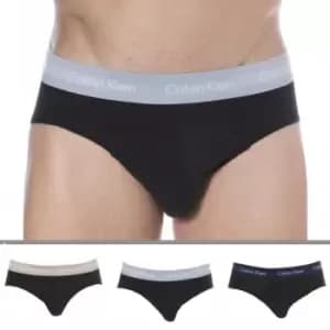 Image of Calvin Klein 3- Pack Cotton Stretch Briefs - Black - Color Waistband L