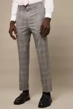 Image of Mens Slim Fit Grey Highlight Check Suit Trousers