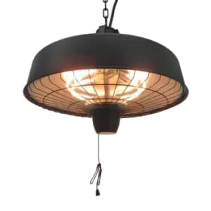 Image of Outsunny Adjustable Infrared Halogen & Ceiling Mounted Light Heater W/ 1000/2500W Power - Black