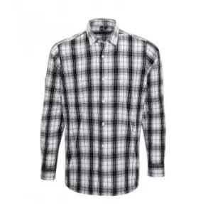 Image of Premier Mens Ginmill Check Long Sleeve Shirt (XXL) (Black/White)