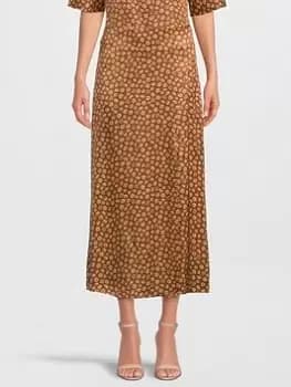 Image of Aligne Gisele Satin Split Midi Skirt - Toffee Daisy