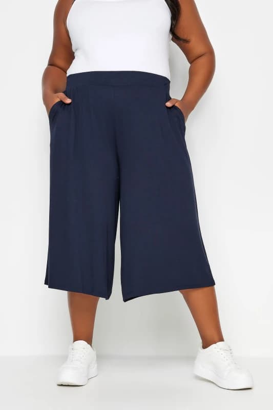 Image of Yours Jersey Culottes Blue