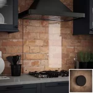 Image of Clear Glass Kitchen Splashback (matt Black Caps) 600mm X 750mm