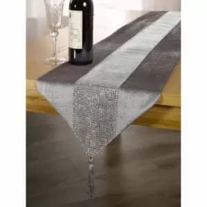 Image of Green & Sons Eclat Tasseled Runner 13 X 72 - Silver