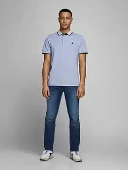 Image of Jack & Jones Jack & Jones Paulos Small Logo Short Sleeve Polo Shirt - Bright Cobalt, Bright Cobalt, Size 2XL, Men