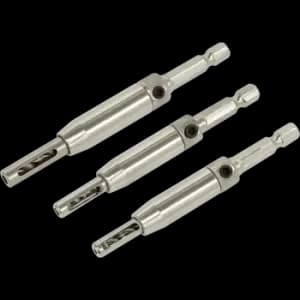 Image of Sealey 3 Piece Self Centering Chamfered Hinge Drill Bit Set