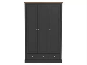 Image of LPD Devon 3 Door 2 Drawer Charcoal and Oak Triple Wardrobe Flat Packed