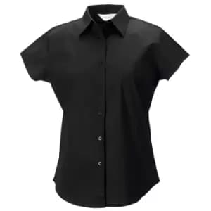 Image of Russell Collection Ladies/Womens Cap Sleeve Easy Care Fitted Shirt (S) (Black)