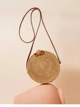 Image of Accessorize Rattan Hardcase Crossbody, Beige, Women