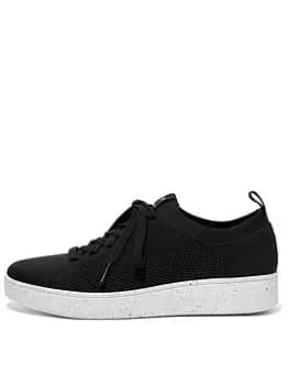 Image of FitFlop Rally Knitted Trainers, Black, Size 4, Women