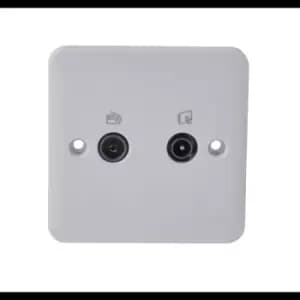 Image of Schneider LWM Double Coaxial Socket With Radio and TV Connector White - GGBL7020