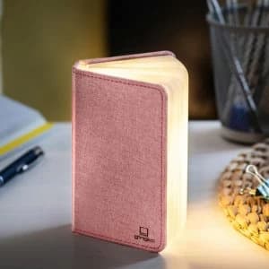 Image of Gingko Linen Fabric Mini Smart Book Light - Blush Pink