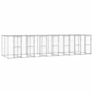 Image of Vidaxl Outdoor Dog Kennel Galvanised Steel With Roof 16.94 M