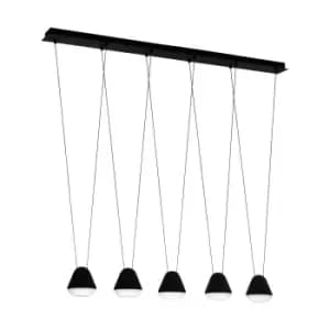 Image of Pendant Ceiling Light Colour Black Shade Clear Satined Plastic GU10 5x3W Incl