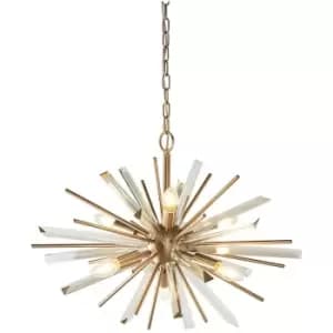 Image of Merano Salerno 6 Light Ceiling Pendant Antique Brass Plate With Champagne Glass