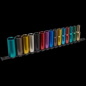 Image of Sealey Premier 15 Piece 1/2" Drive Multi Colour Deep Hexagon Socket Set 1/2"