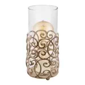 Image of Table Lamp Desk Light Brown Patina Pattern & Glass Shade 1 x 60W E27 Bulb