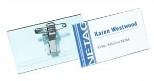 Image of Durable Name Badge 40x75mm Combi Clip Fastener Pack of 50 814119
