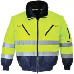 Image of Portwest - PJ50YNRXXL - sz 2XL Hi-Vis 3-in-1 Pilot Jacket - Yellow/Navy - Yellow/Navy