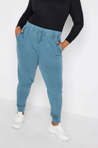 Image of Yours Acid Wash Joggers Blue