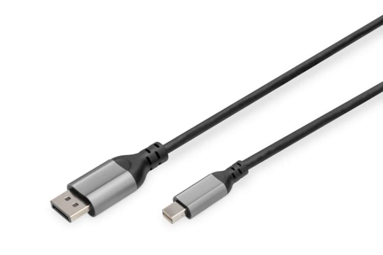 Image of Digitus Digitus DisplayPort / Mini DisplayPort Cable DisplayPort plug, Mini DisplayPort plug 2m Black DB-340106-020-S Shielded, Aluminium connector D