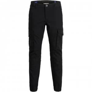Image of Jack and Jones Paul Flake Slim Stretch Cuffed Cargo Pants - Black
