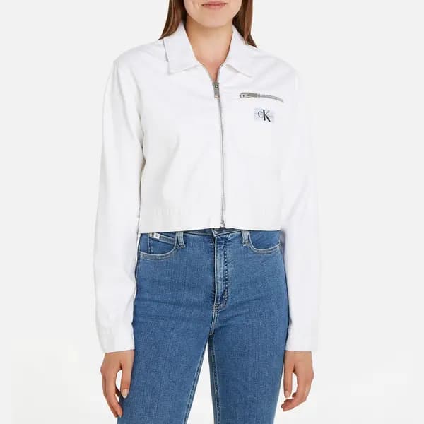 Image of Calvin Klein Jeans Zipped Recycled Denim Jacket - M White Coats and Jackets female J20J2227931AA M