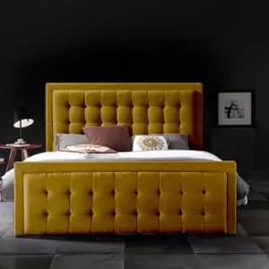 Image of Swain Bed Super King Plush Velvet Mustard