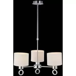 Image of Diyas - Polo pendant lamp with white lampshade 3 polished chrome bulbs